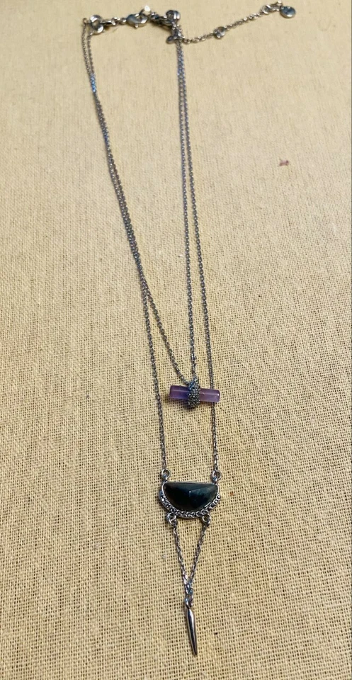 Ametista semi preciosa azul + cinza olho de gato azul, colar  - Imagem 3 de 3