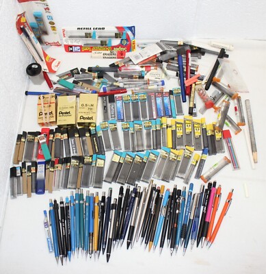 HUGE Lot!!! 3+ lb! Vintage Mechanical Pencils Leads Erasers Pentel .5 .7 .9 +...