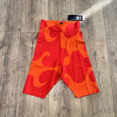 Adidas x Marimekko Rib Short Tights Orange Wave Print Radhose Neu mit Etikett Größe XS