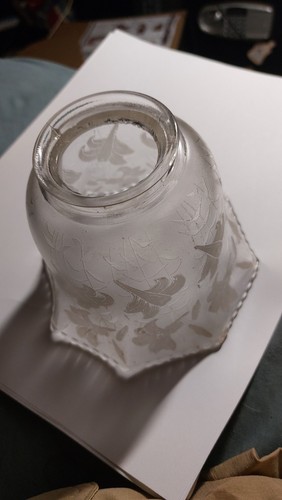 Vintage Frosted Etched Scalloped Glass Chandelier Shade Sconce Home Decor - Picture 3 of 13
