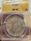 New Listing1878-S US Morgan Silver Dollar ANACS MS62, 4509, Free Shipping