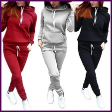 Solid Women Tracksuit Casual Hoodies Sweatshirt Pant Set Lounge Wear Sport Suit