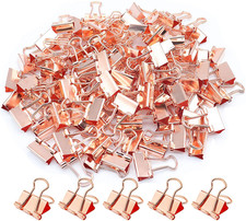 Rose Gold Binder Clips, Mini Paper Clip, Small Paper Clamps 15Mm 5/8 Inch , 100