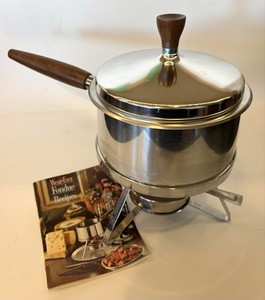 Vintage Mid-Century Modern Retro Wear-Ever Fondue Pot 1960’s Stainless Steel