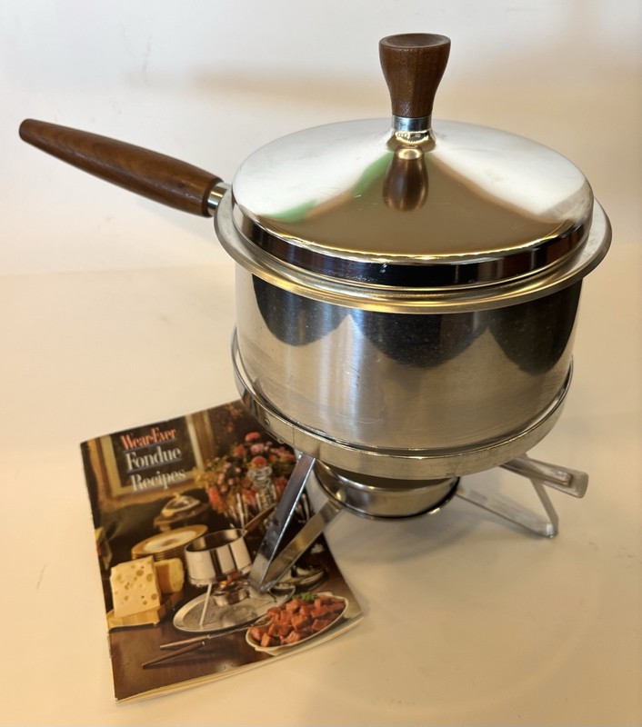 Vintage Mid-Century Modern Retro Wear-Ever Fondue Pot 1960’s Stainless Steel
