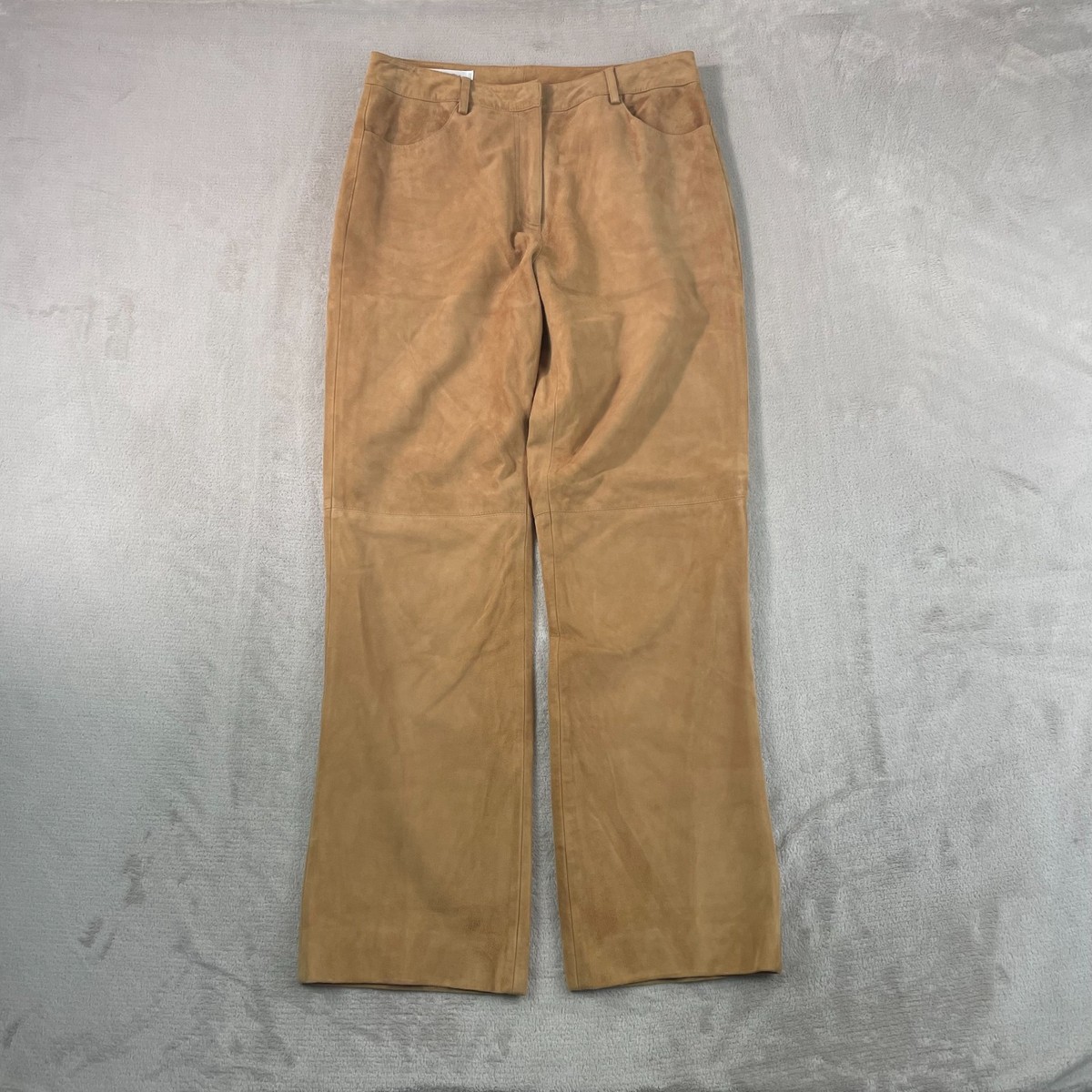 Vintage Brooks Brothers Goat Suede Leather Pants Women 8 Brown Bootcut Lined
