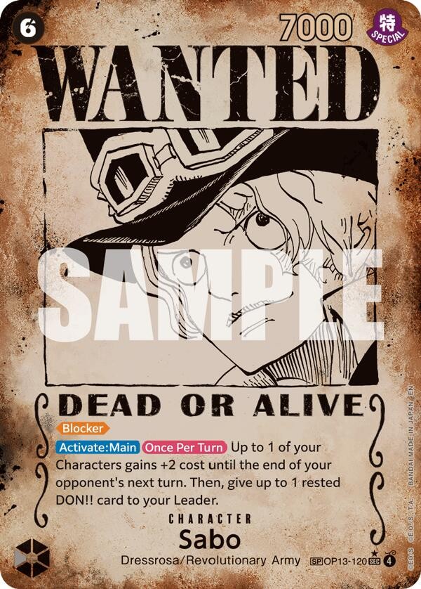Sabo (120) (Wanted Poster) OP13-120 Carrying On His Will Foil for