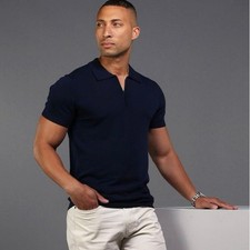 Collars and Co Navy Venetian Merino Zip Polo Size Small NWT