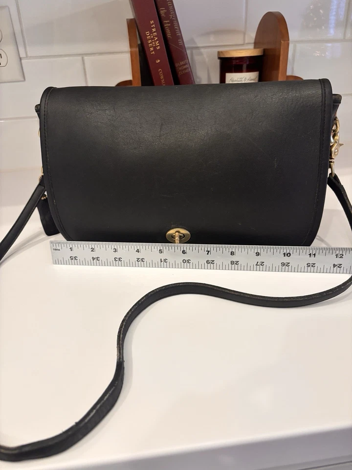 Bolsa tiracolo vintage Coach Companion Flap couro preto 4642 NYC EUA com certificado - Imagem 3 de 4
