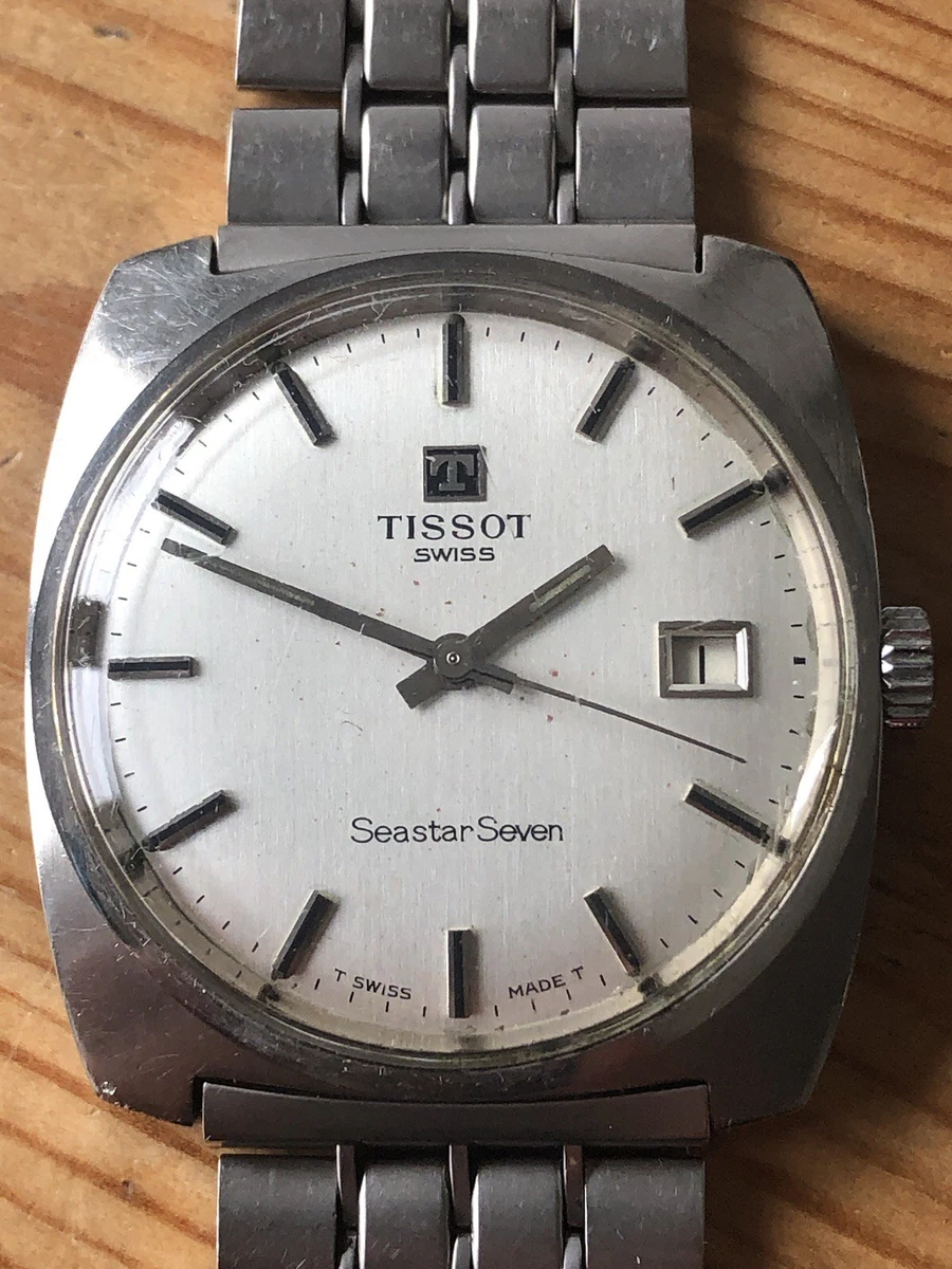 Montre TISSOT SEASTAR SEVEN Vintage - Mécanique Suisse, Boîtier Acier Argenté, Cadran Blanc, Occasion