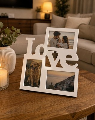 LOVE Collage Photo Frame 3 Opening White 4x6 Picture Frame Home Decor Gift