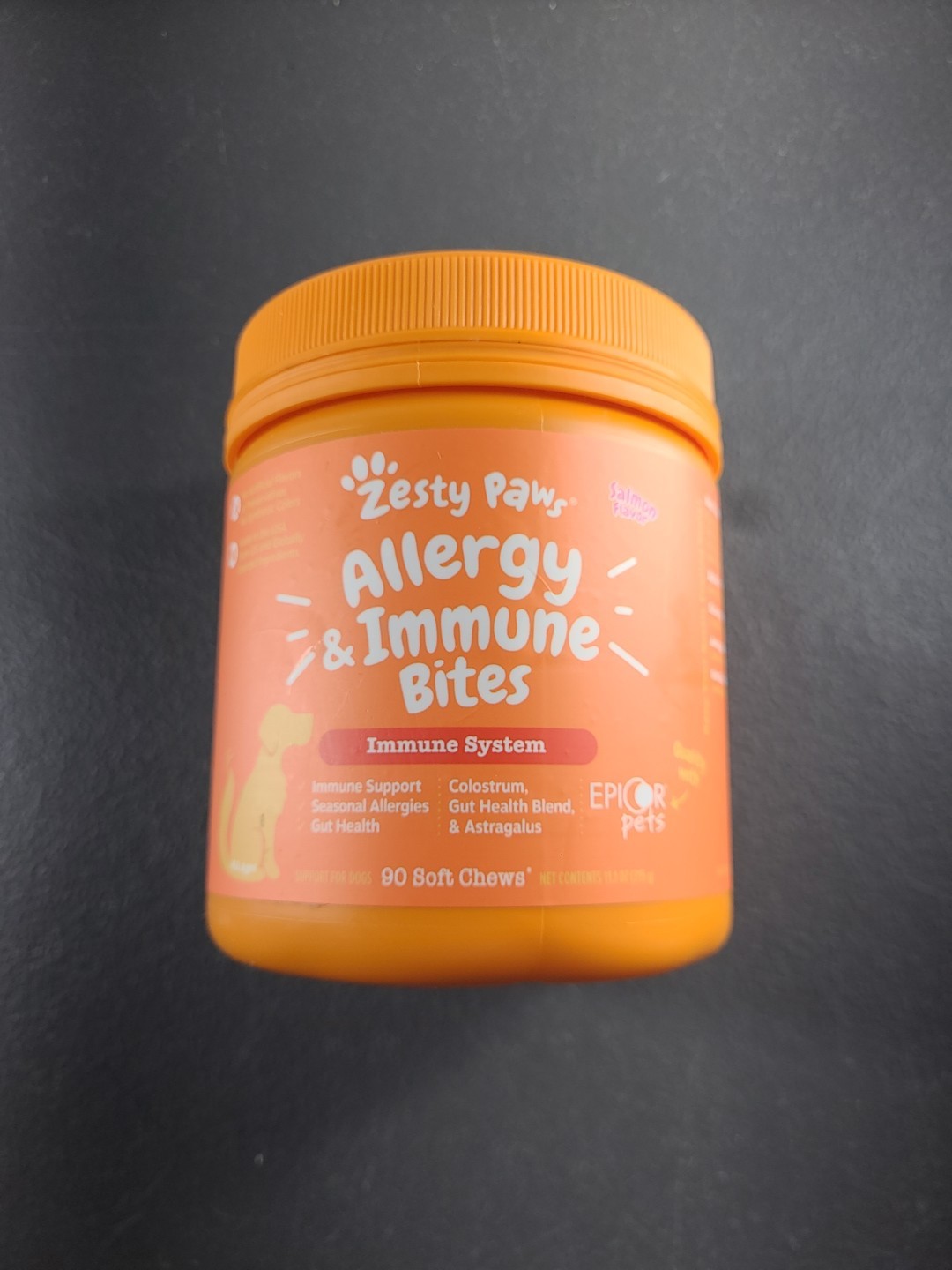 Zesty Paws Allergy Immune Supplement for Dogs - Salmon Flavor 90Ct Best By 11/26