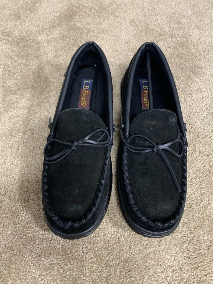 LB EVANS MEN'S ATLIN COMFY Plush Suede loafers SLIPPERS BLACK Size 12 Moccasin - Image 2 of 4