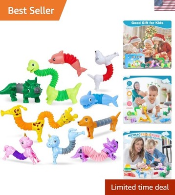 10PCS Animal Pop Tubes Fidget Toys, Sensory Stress Relief Toys for Autism, Go...