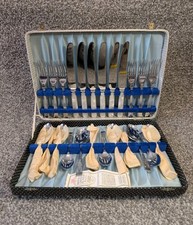 Vintage Sheffield England Chromoid Plated 24 Cutlery Set Bilchrome with Box