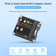 Raspberry Pi 5th Generation PCIe to Dual-Channel M.2 Adapter Board Dual M.2 US