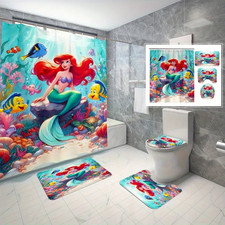 Cartoon The Little Mermaid Ariel Pattern Shower Curtain or Bathroom Sets.