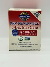 Garden of Life RAW PROBIOTICS 5-Day Max Care 400 BILLION CFU 3.29 OZ Ex 12/26