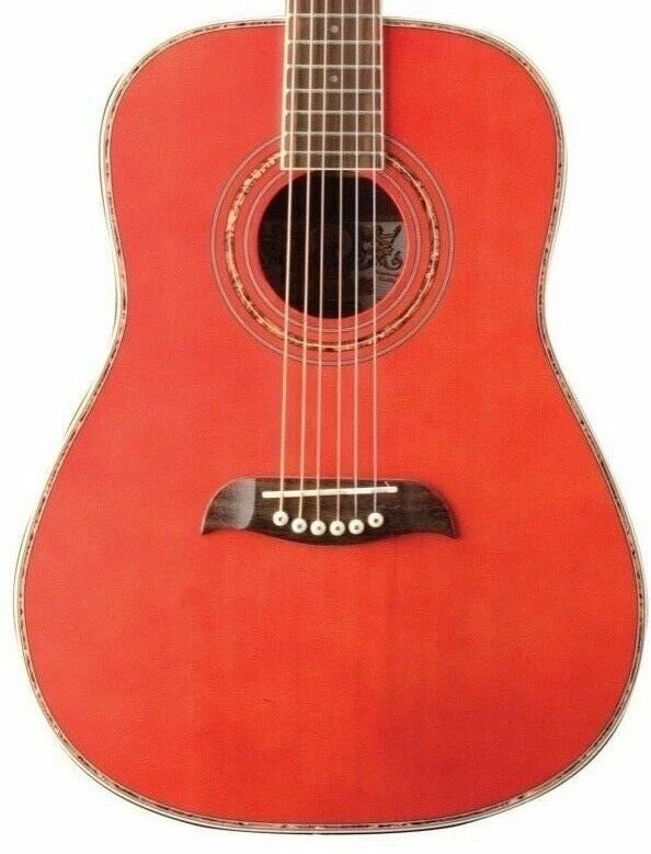 Oscar Schmidt 1/2 Size Dreadnought Acoustic Guitar - Trans Red  - OGHSTR - Image 2 of 3