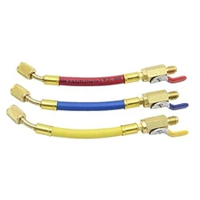 3Pcs Hvac Low Loss Fittings Set, R134A R410A R22 R12 Ball Valve with Charging 