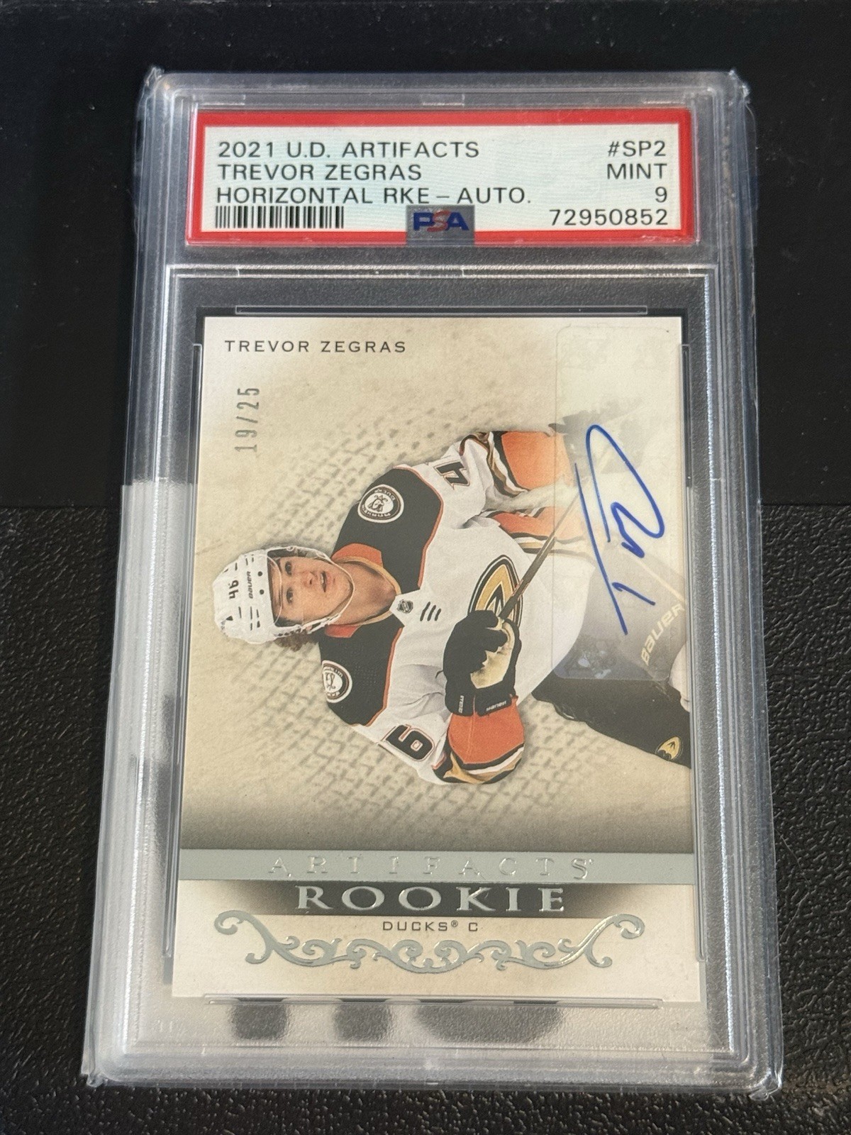Trevor Zegras Artifacts Rookie Auto 19/25 PSA 9 view 2