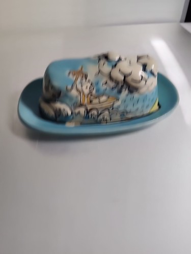 Chandra DeBuse Blue Butterdish Clouds Sea Handmade Sold Out HTF - Picture 16 of 16