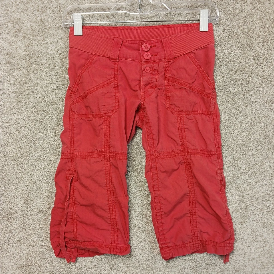 Mossimo Supply Co Pants Womens 10 Red Cargo Capri Drawstring Pockets Casual - Image 3 of 4