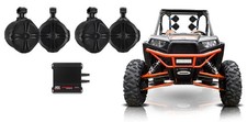 4 8" Rollbar Roll Cage Tower Speakers for Polaris RZR MTX 4-Channel Amplifier