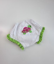 Mainstreet Collection Baby Girl White Bloomer Pink Green Turtle Diaper Cover 0-6