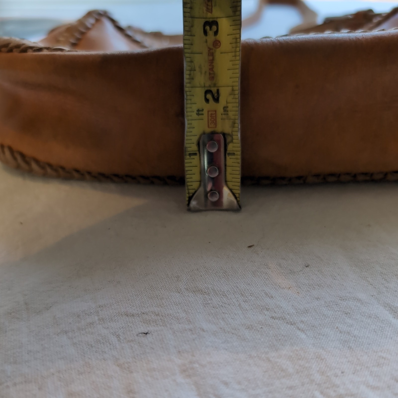 VTG 70s Tooled Handmade Soft Leather Whipstitch B… - image 7