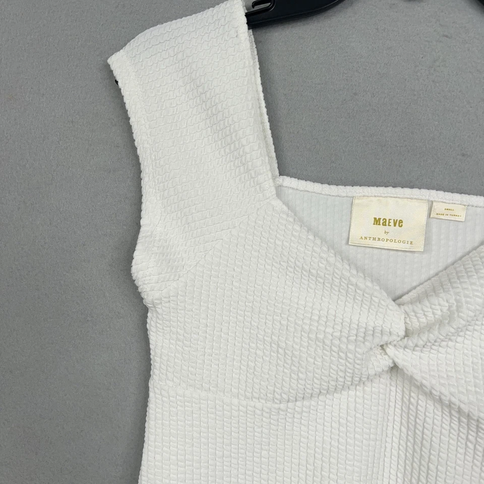 Camisa Maeve by Anthropologie para mujer pequeña blanca tejida gofre torcida frontal Foto 2 de 4