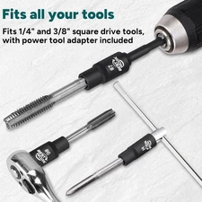 12 Pcs Magnetic Tap Socket Set 1/4" 3/8" Square Drive Tap Handle Tool