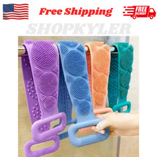 Silicone Body Back Scrubber Bath Brush Shower Massage Exfoliating Belt Sponge