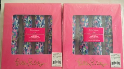 Set of Eight (8) Lilly Pulitzer Cloth Napkins & Rings Hottie Dottie 18 X 18 NIB