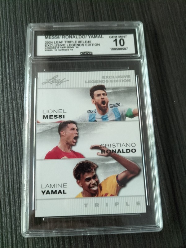 MESSI, MARADONA, YAMAL 2024 LEAF LEG ED ELE 45 GRADED GEN MINT 10