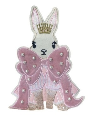 Pink Velveteen Rabbit Pearl Embellished Embroidered Patches 7.8 x5.5 
