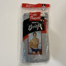 New Vintage Hanes Men's 3 Pack Color Briefs Underwear Large