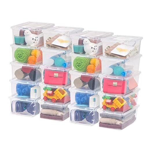 20-Pack Clear 6 Qt Storage Bins with Lids for Shoes & Organizing
