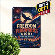American Bald Eagle Patriotic 4th Of July Wall Plaque Metal Tin Sign 8x12