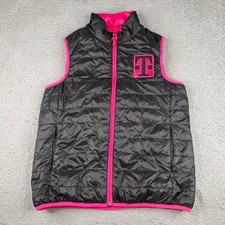 T-Mobile Employee Puffer Vest Women Small Black/Pink Reversible Zip Uniform Work