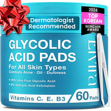 Glycolic Acid Exfoliating Facial Pads with 10 Glycolic Acid, 2 Salicylic Ac...