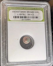 Ancient Greek Bronze Coin, c 400 BC to 300 AD International Numismatic Bureau