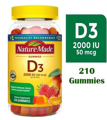 Nature Made Vitamin D3 2000 IU Gummies 210 Count EXP 6/2027