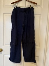 LILLY PULITZER Linen Pant Wide Leg Navy Blue Coastal Resort S Beach Lounge