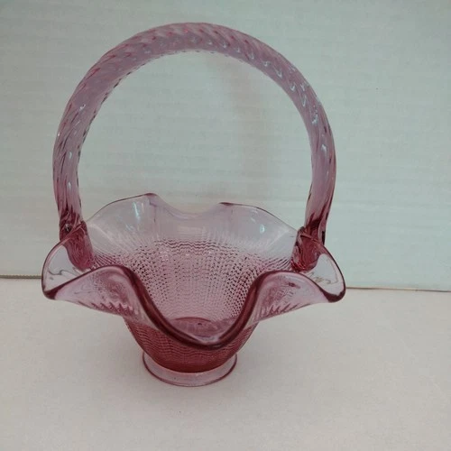Fenton Art Glass basket in the "Dusty Rose" color