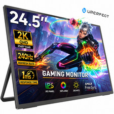 UPERFECT 24,5 Zoll 2K QHD Gaming Monitor 240Hz 1ms IPS FreeSync USB-C DP HDMI