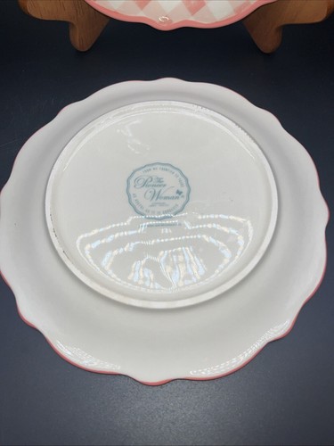 Pioneer Woman Gingham Black And White Cow Appetizer Plates Set Of Two 7 Inches - Picture 4 of 5