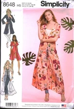 8648 UNCUT Simplicity Sewing Pattern Misses Duster Two Lengths 14 - 22 Coat