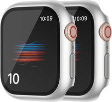 2 Pack Hard PC Case with Button for Apple Watch Series 6 5 4 SE 44Mm Tempered Gl