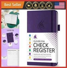 A5 Check Register Log Book, Deluxe Checkbook & Transaction Tracker, Purple